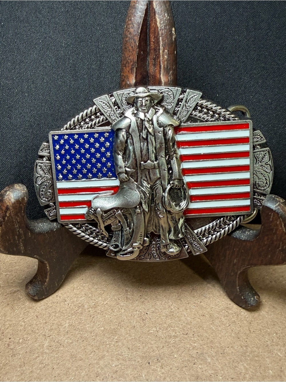 USA FlagCowboy rancher Belt Buckle Western Buckle